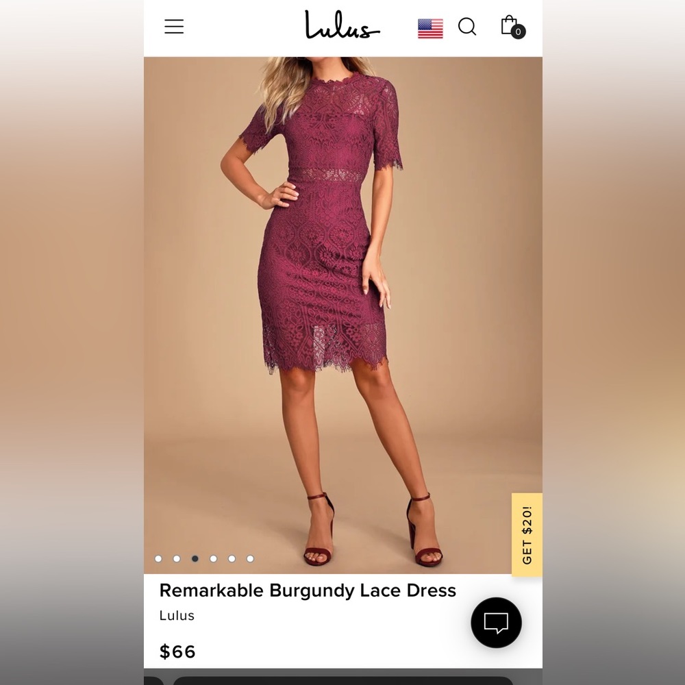 Lulus Burgundy Lace Dress | Large